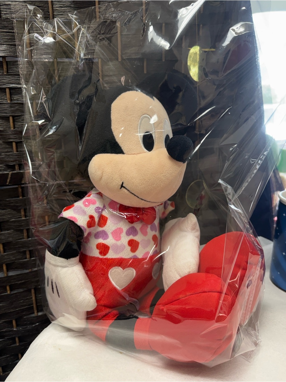 DISNEY VALENTINES DAY 16” plush MICKEY MOUSE - heart shirt, bow tie